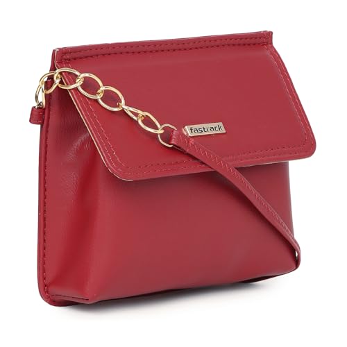 Fastrack Solid Structured Sling Bag for women, Girls and Ladies | with Non-Detachable Sling Strap | Made of Premium PU Material