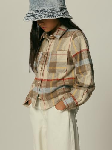 VERO MODA Girl's Checked Regular Fit Brown Shirt