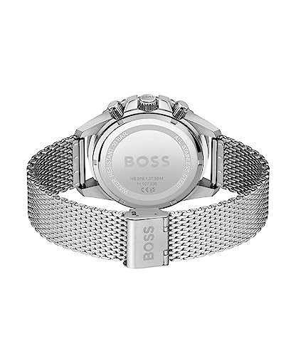 BOSS Admiral Qtz Fashion Chrono Green Round Dial Men's Analog Watch|Stainless Steel Material|Silver Color Band - 1513905