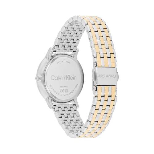 Calvin Klein Luxe Qtz Basic Slim Black Round Dial Gold Bracelet Watch for Women- 25100171