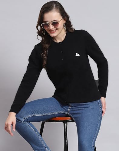 Monte Carlo Womens Angoora Solid Sweater (1230735Rn-168-44, Black, 3XL)