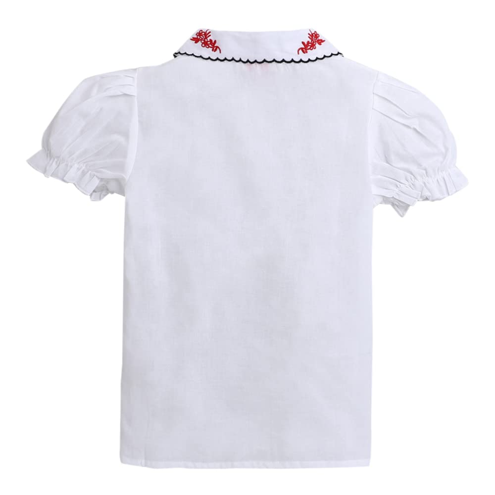 Hopscotch Cotton Girls Floral Embroideshirtskirt Set In White Color For Ages 7-8 Years