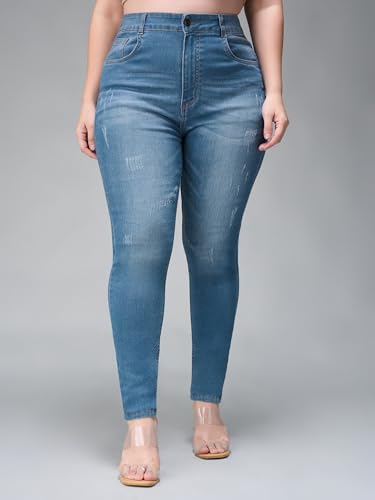 Miss Chase A+ Women's Skinny High Rise Clean Look Regular Stretchable Denim Jeans (APAW18DEN02-79-329-40, Steel Blue, 40)