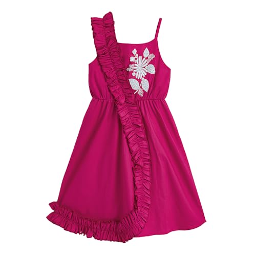 Hopscotch Girls Pink Sleeveless Floral Embroidered Casual Dress for Ages (7-8 Years)