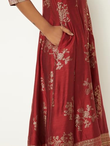 Max Women Floral Print Kalidar Kurta(Red_XL)