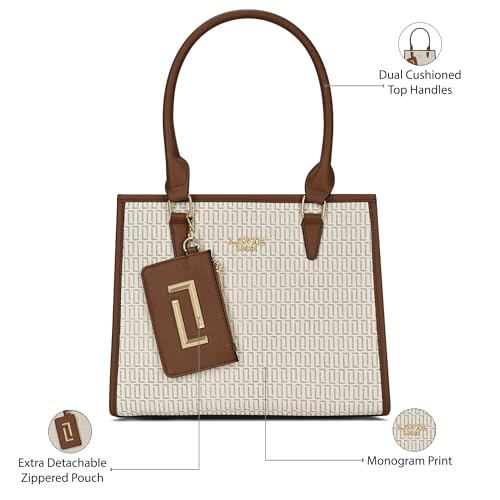 Lavie Luxe Women's Monogram Quad26 Medium Tote Handbag | Tote Bag For Work | Ladies purse | Stylish Shoulder Bag | Gift For Women