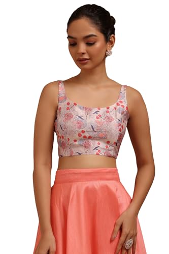 Soch Womens Pink Art Silk Floral Print Padded Blouse