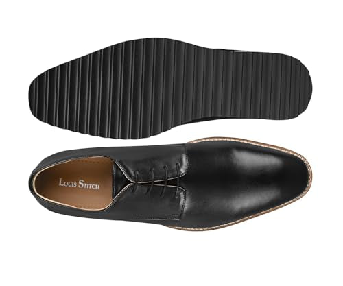 LOUIS STITCH Jet Black Casual Shoes for Men | Ultra Lightweight and Comfortable | Cushioned Footbed Men’s Derbys | LSMX-PLJB | UK-8