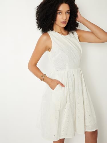 Max Women Schiffili A-line Dress (White_XS)