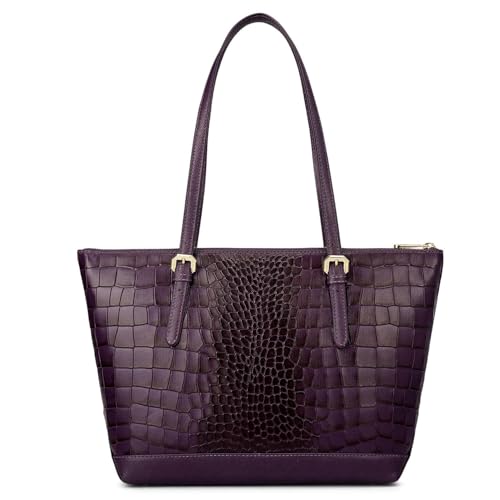 Da Milano Leather Purple Tote Bag for Women (0388OL)