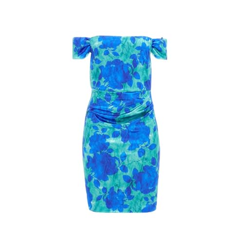 GUESS Women Resort Rose Print Floral Regular Fit Camila Off Shoulder Bodycon Dress