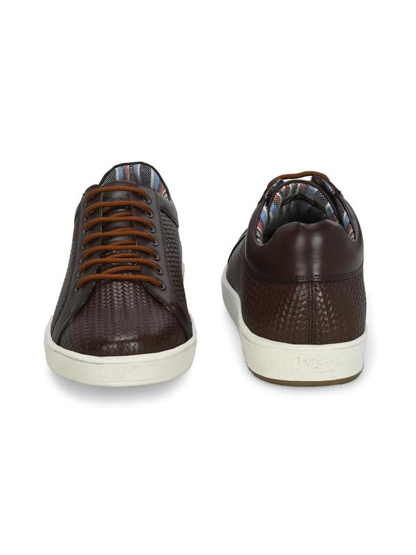 HITZ Men's Brown Leather Lace-Up Sneaker UK 10