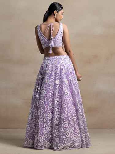 Zeel Clothing Women's Sequins Embroidered Soft Net Designer Lehenga Choli with Dupatta (5126-Lavender-Womens-Lehenga-Choli-Latest; Free Size) (Lavender)