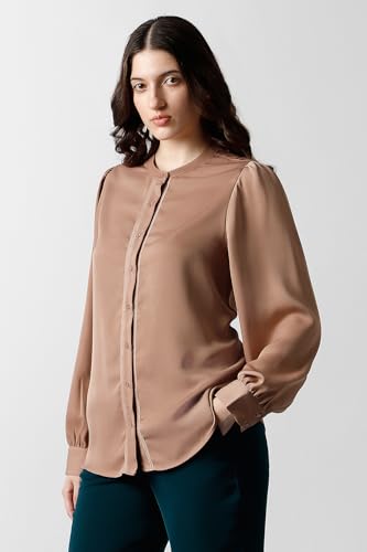 Women Brown Solid Long Sleeves Formal Shirt
