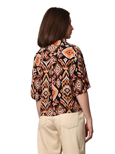 ONLY Women Printed Regular Fit Casual Black Shirt