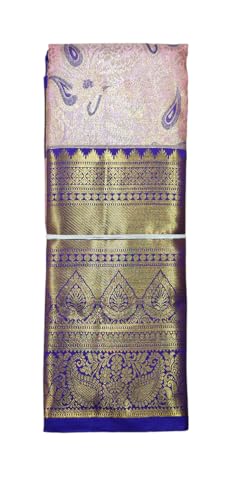 VFCollections Women's Kanchipuram Silk Pure Pattu Sarees With Blouse (VFC631-1)
