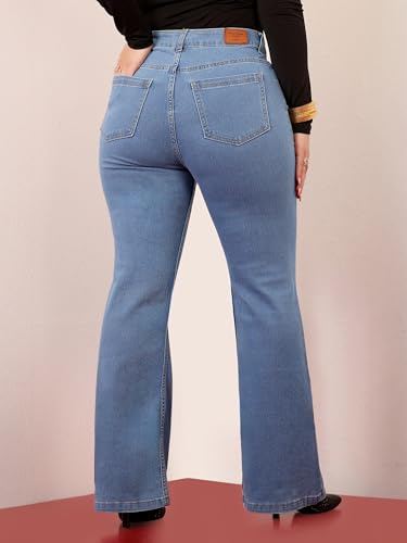 Miss Chase A+ Women's Bootcut High Rise Regular Stretchable Denim Jeans (APSS23DEN12-53-362-40, Ice Blue, 40)