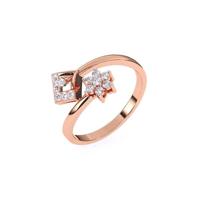 AYAANI 14k Gold Ring with Lab Grown Diamond for Women (Rose Gold_Ring Size 10)