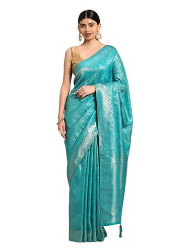 MOHEY Blue Art Silk Zari Weaved Saree for Women