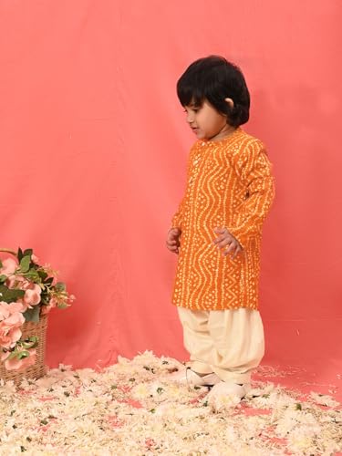Vastramay Infant Boys Yellow Rayon Kurta Patiala Set – Traditional Ethnic Wear for Navratri, Garba, Dandiya & Festive Celebrations