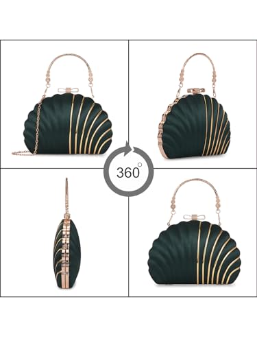 TOOBA Women's Synthetic Green Handicraft Beautiful Bling Box Clutch Bag for Wedding, Banquet, Gift Family, & Friends