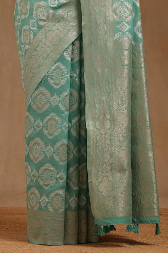 Soch Womens Grey Linen Woven Design Saree With Zari Woven