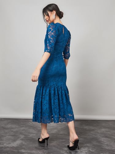 Styli Women's Polyester Maxi Bodycon Dresses Dress (70039094_Blue_XL)