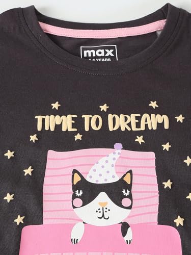 Max Girls Printed Shorts Set(Black_6-8 Y)