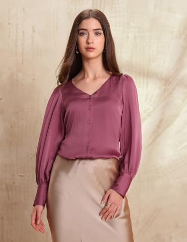 U.S. Polo ASSN. Crinkled Satin Top (UWAW25TOP325_Purple_M)