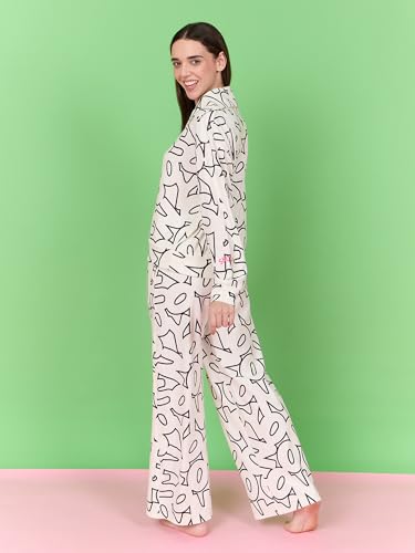 Sweet Dreams Women's Polyester Cartoon Pajama Set Pack of 2 (OCW-4263 SWAN White_XL)
