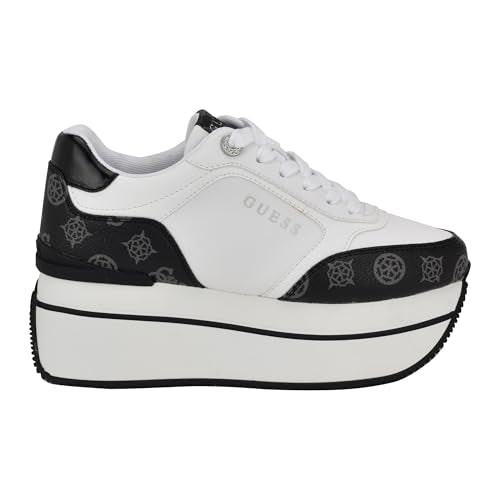 Guess Women's Camrio Sneaker, White/Black Logo 142, 6 UK