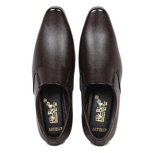 HIKBI Leather Officewear Formal Shoes Pointed Toe Slip On_Brown_09
