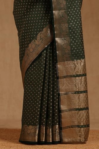 Soch Womens Green Art Silk Geometric Zari Woven Saree