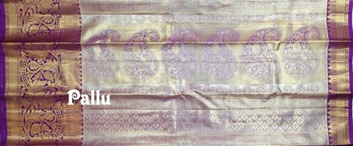 VFCollections Women's Kanchipuram Silk Pure Pattu Sarees With Blouse (VFC131-10)