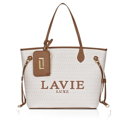 Lavie Luxe Women's Monogram Elise Laptop Tote Handbag | Fits Upto 15 Inch Laptop | Laptop Bag for Work | Ladies Purse | Stylish Shoulder Bag | Gift For Women