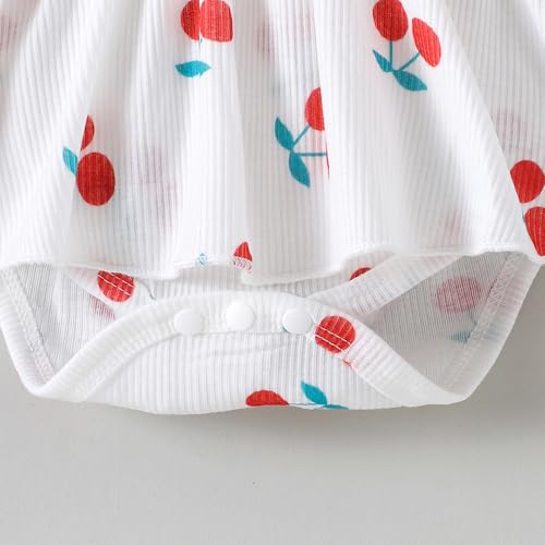 Hopscotch Girls Full Sleeves White Cherry Pattern Frill Neck Bodysuit (1-3 Months)
