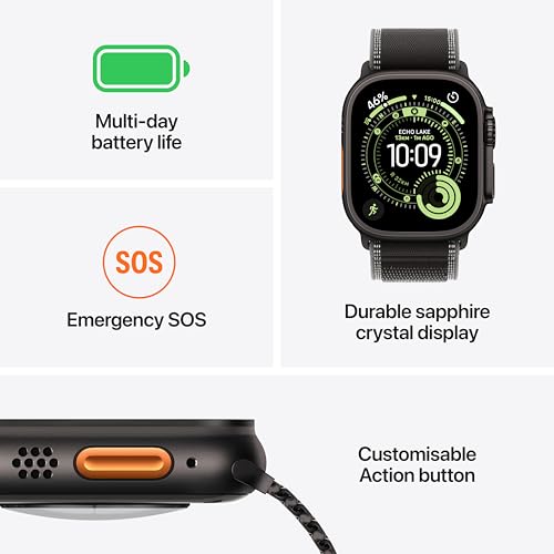 Apple Watch Ultra 3 GPS + Cellular 49mm Black Titanium Case with Black Alpine Loop - Small