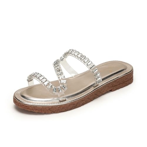 Marc Loire Women Embellished Ethnic Flats | Slip-On Open Toe Chappals | Fashion Sandals with Comfortable Sole (Gold, UK Footwear Size System, Adult, Women, Numeric, Medium, 7)