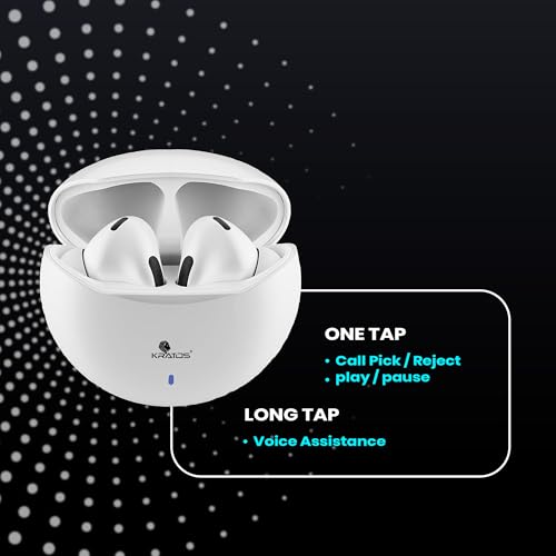 Kratos TW02 Ear Buds Wireless with 60H Playtime, Noise Isolation & Clear Calls, Bluetooth Earbuds with Voice Assistant, Ear Buds with Bluetooth V 5.3 & with Type C Fast Charging, IPX5 TWS Earphones