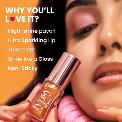 Typsy Beauty Hi Honey! SPF 25 Lip Oil| 7ml|Gloss like shine Enriched with Mirsalehi Honey & Vitamin E,PA+++ High UVA Protection |Zero Taste| Protects chapped lips with Metal Cooling Applicator
