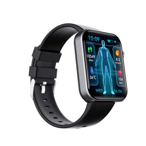 F300 Smart Watch, Health Tracker with Blood Sugar, Heart Rate, Blood Pressure, SpO2, Sleep Monitoring, Black