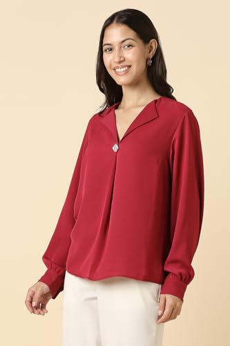Women Red Solid Formal Top