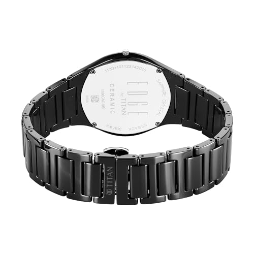 Titan Edge Ceramic Dress with Diamonds Quartz Analog Black Dial Black Ceramic Strap Watch for Men - NT1696NC12