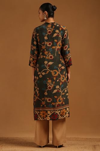 Soch Womens Green Crepe Floral Kurta with Beads