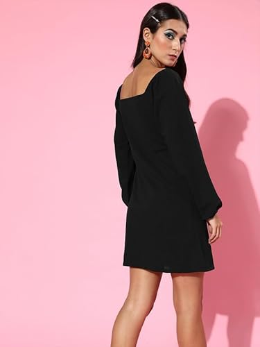 Sassafras Women Black Sweetheart Neck Short Dress -XS