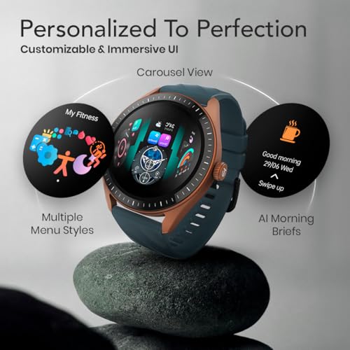 Titan Crest 2.0 Smart Watch for Man & Women, 1.43" AMOLED Display, Silicone Strap, BT Calling, Tailored Activity Tracker, 100+ Sports Modes, Fast Charging, Smart Watches for Women Latest & Men (Black)