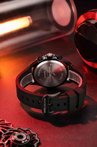 Daniel Hechter Paris Pantheon Collection Pantheon Collection Unique Multifunctional Watch for Men with Textured Round Dial Silicon Strap & Date Indicator-DHM1010 (Orange)