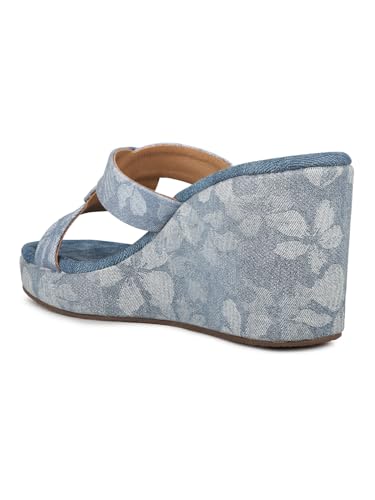 Inc.5 Womens Blue Casual Solid Round Toe Wedge Heels