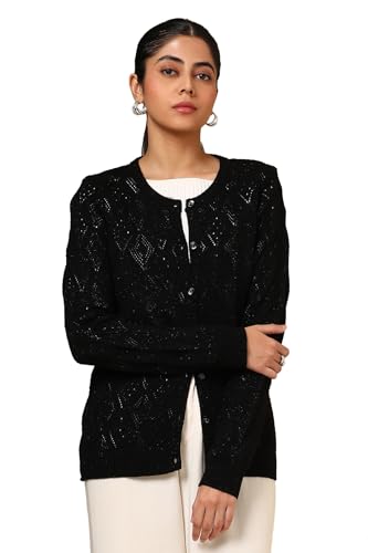 Soch Womens Black Acrylic Crochet Cardigan
