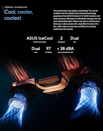 ASUS Vivobook 16" OLED WQXGA+(2880x1800) Slim Laptop, Intel Core Ultra9 285H, Wi-Fi 7, RGB Backlit KB, 2X Thunderbolt 4, FHD Webcam, win11, Wireless Mouse (32GB RAM | 4TB SSD)